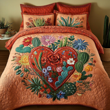 Set di Biancheria da Letto Trapuntata 3 Pezzi Fioritura Nido