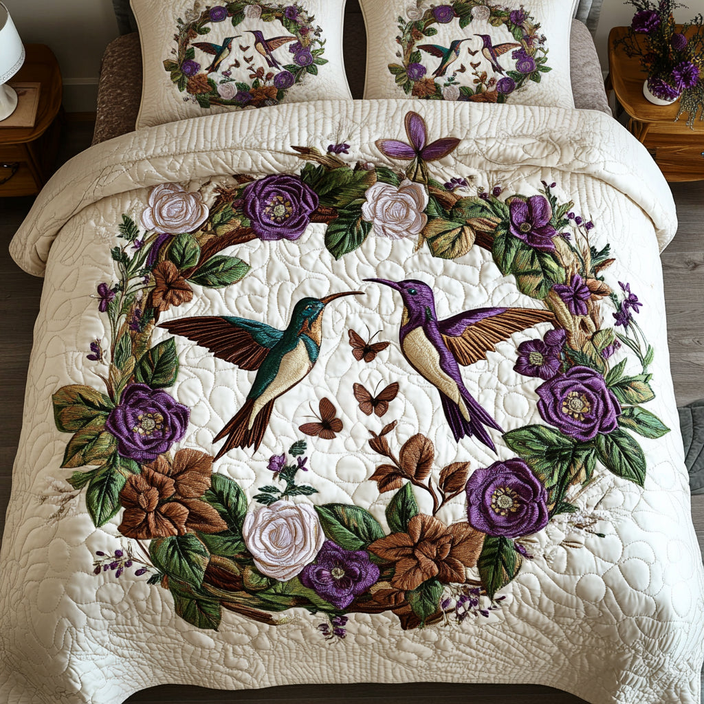 Set di Biancheria da Letto Trapuntata Colibrì