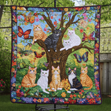 Perfezione Felina in Fiore Coperta Trapuntata