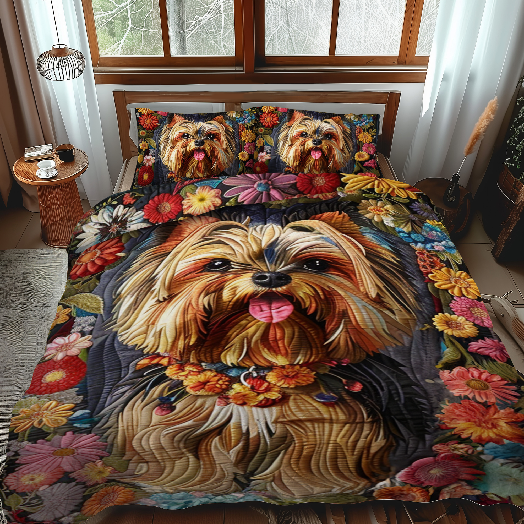 Set di Biancheria da Letto Trapuntata 3 Pezzi Cucciolo del Fiore