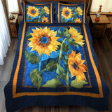 Set di Biancheria da Letto Trapuntata 3 Pezzi Blu Soleggiato Fioritura