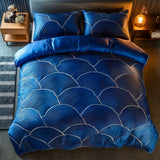 Set di Biancheria da Letto Trapuntata 3 Pezzi Blu Eclipse