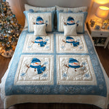 Set di Biancheria da Letto Trapuntata 3 Pezzi Gelo Blu