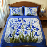 Set di Biancheria da Letto Trapuntata 3 Pezzi Melodia Blu del Giardino