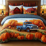Set di Biancheria da Letto Trapuntata 3 Pezzi Raccolto Blu