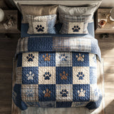 Set di Biancheria da Letto Trapuntata 3 Pezzi Comfort Blu della Zampa