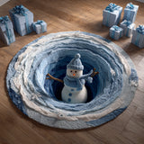 Abisso del Pupazzo di Neve Blu Tappeto Rotondo