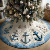 Ancora a Righe Blu Copri Base per Albero di Natale Trapuntato