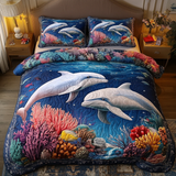 Set di Biancheria da Letto Trapuntata 3 Pezzi Onde Blu