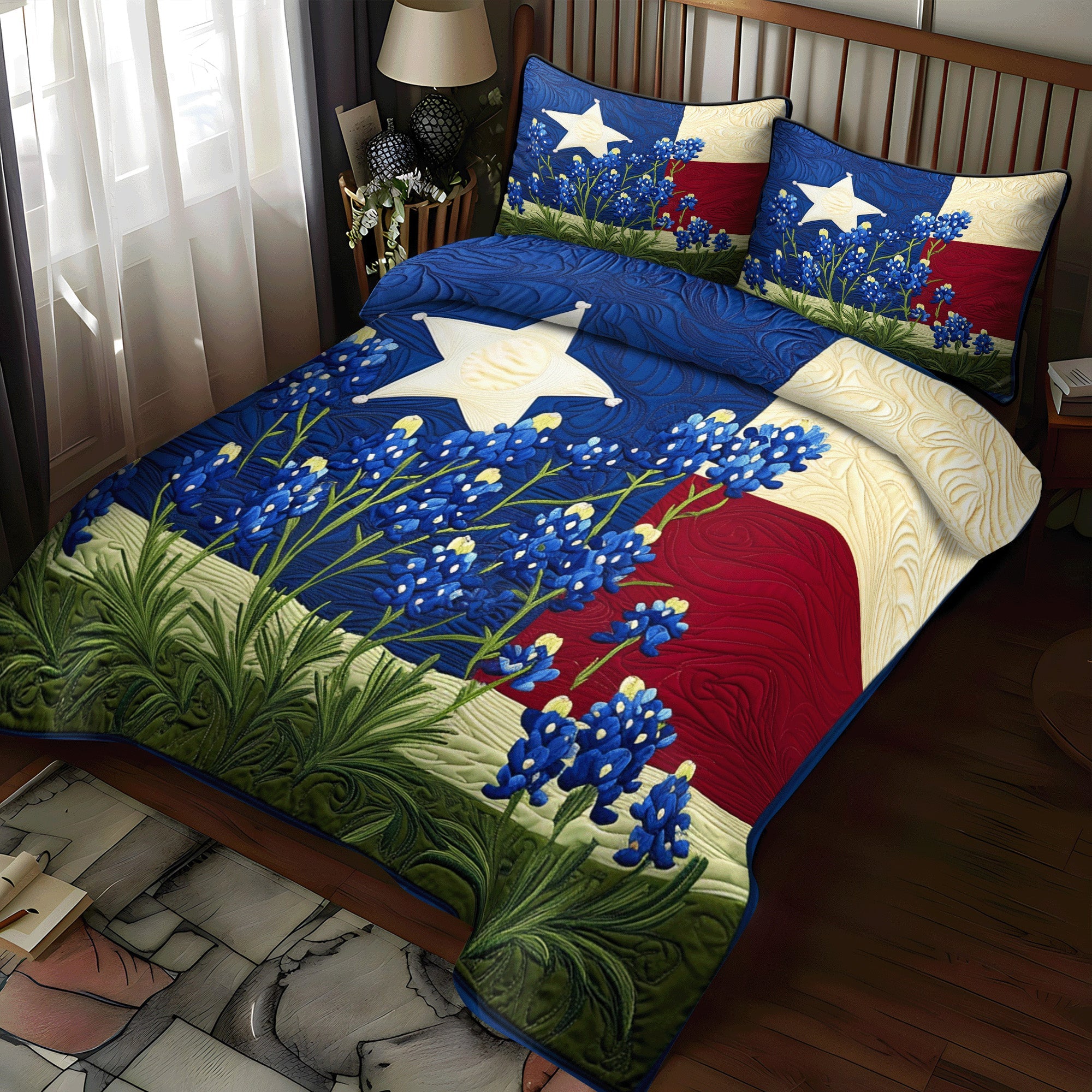 Set di Biancheria da Letto Trapuntata 3 Pezzi Bluebonnet