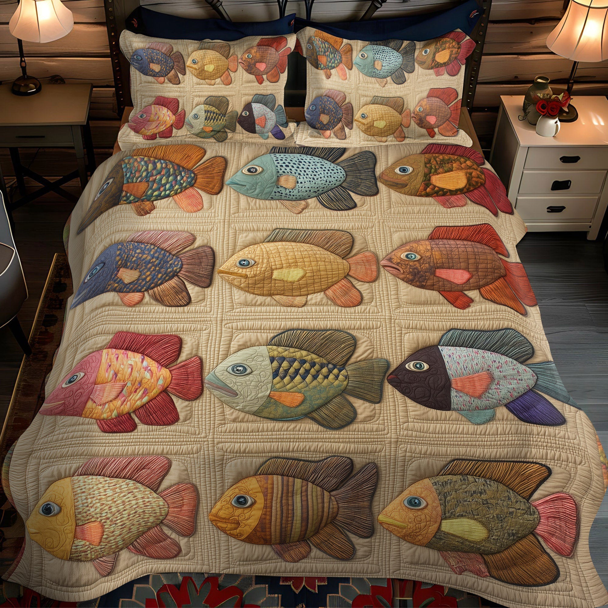 Set di Biancheria da Letto Trapuntata 3 Pezzi Momento di Bluegill