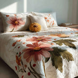 Set di Biancheria da Letto Trapuntata 3 Pezzi Rossore di Cosmos