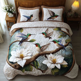 Set di Biancheria da Letto Trapuntata 3 Pezzi Colibrì