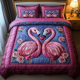 Set di Biancheria da Letto Trapuntata 3 Pezzi Piume Rosate