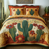 Set di Biancheria da Letto Trapuntata 3 Pezzi Cactus Boho