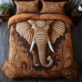 Set di Biancheria da Letto Trapuntata 3 Pezzi Elefante Boho