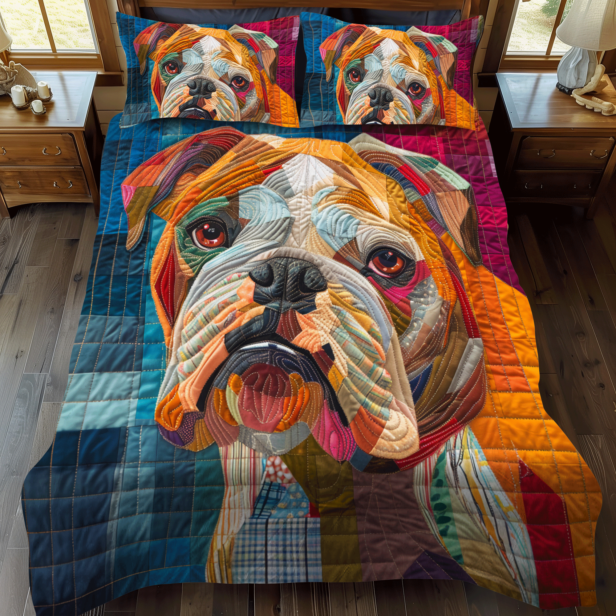Set di Biancheria da Letto Trapuntata 3 Pezzi Bulldog Audace