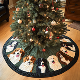 Paese delle Meraviglie del Border Collie Copri Base per Albero di Natale Trapuntato