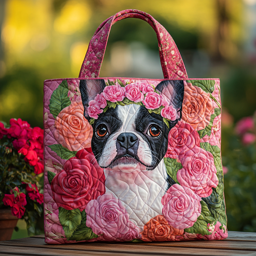 Boston Terrier Borsa Tote Trapuntata