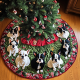Zampe di Babbo Natale del Boston Terrier Copri Base per Albero di Natale Trapuntato
