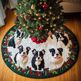Campane della Slitta del Boston Terrier Copri Base per Albero di Natale Trapuntato