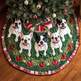 Giro in Slitta del Boston Terrier Copri Base per Albero di Natale Trapuntato