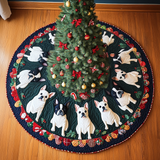 Boston Terrier sotto il Vischio Copri Base per Albero di Natale Trapuntato