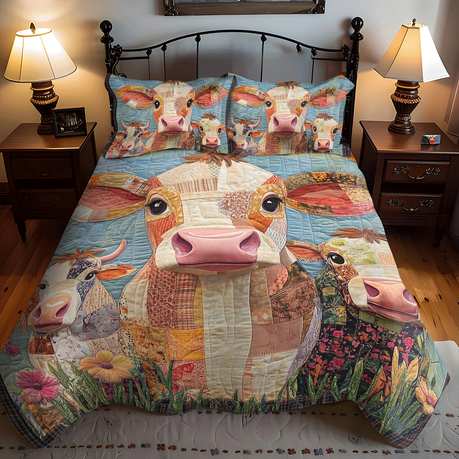 Set di Biancheria da Letto Trapuntata 3 Pezzi Bellezze di Bovine