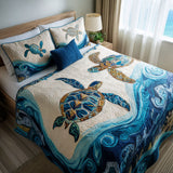 Set di Biancheria da Letto Trapuntata 3 Pezzi Acque di Breezy