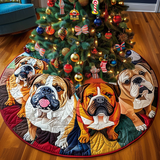 Magia delle Feste del Bulldog Copri Base per Albero di Natale Trapuntato