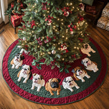 Giro in Slitta del Bulldog Copri Base per Albero di Natale Trapuntato