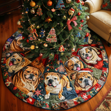 Sogni tra la Neve del Bulldog Copri Base per Albero di Natale Trapuntato