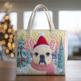 Bulldog tra la Neve Borsa Tote Trapuntata