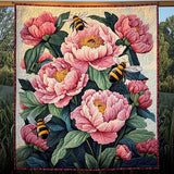 Api Operose e Peonie Quilt Artistico da Parete