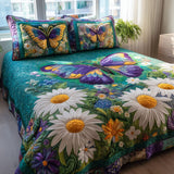 Set di Biancheria da Letto Trapuntata 3 Pezzi Fiore della Farfalla