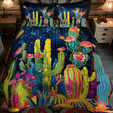 Set di Biancheria da Letto Trapuntata 3 Pezzi Notte di Cacti