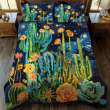Set di Biancheria da Letto Trapuntata 3 Pezzi Cielo del Cactus della Notte