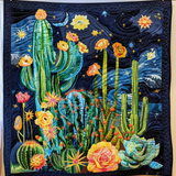 Cielo Notturno di Cactus Coperta Trapuntata