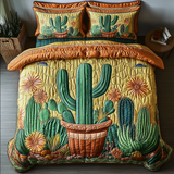 Set di Biancheria da Letto Trapuntata 3 Pezzi Fiammata del Cactus