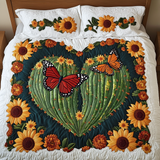 Set di Biancheria da Letto Trapuntata 3 Pezzi Cuore del Cactus