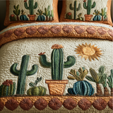 Set di Biancheria da Letto Trapuntata 3 Pezzi Orizzonte del Cactus