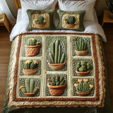 Set di Biancheria da Letto Trapuntata 3 Pezzi Cactus di Pots
