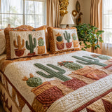 Set di Biancheria da Letto Trapuntata 3 Pezzi Sentiero del Cactus