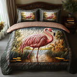Set di Biancheria da Letto Trapuntata 3 Pezzi Fenicottero del Campo