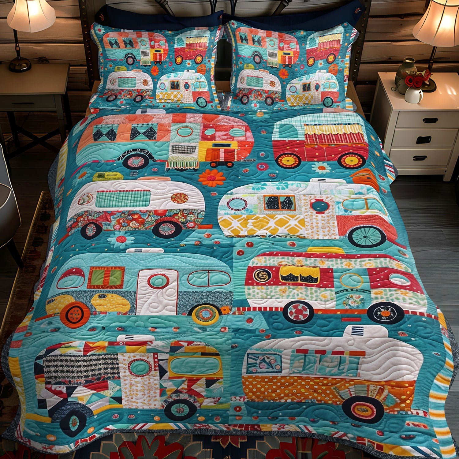 Set di Biancheria da Letto Trapuntata 3 Pezzi Sogni della Carovana