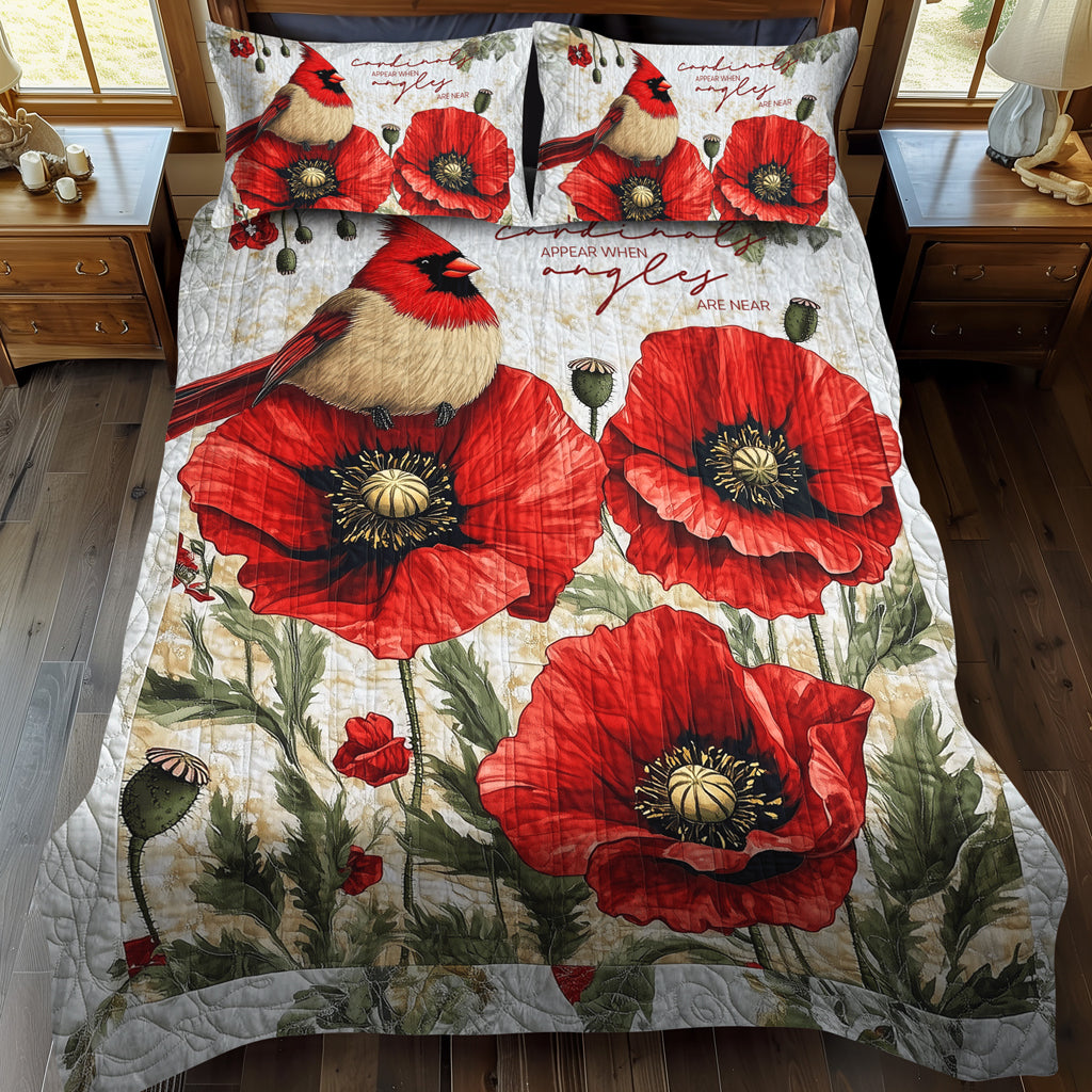 Set di Biancheria da Letto Trapuntata 3 Pezzi Coppia del Cardinale