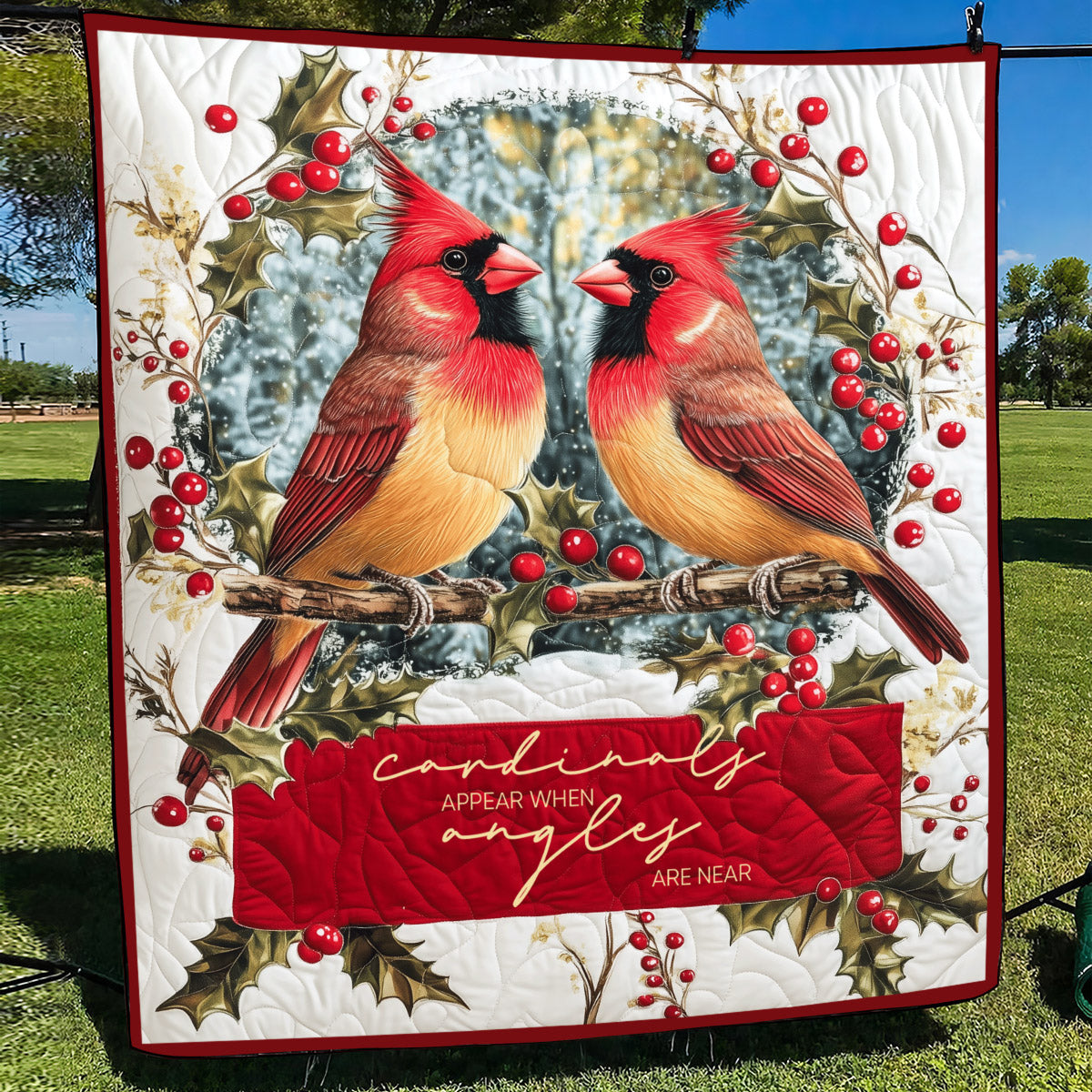 I Cardinali Appaiono Quando gli Angeli Sono Vicini Quilt Artistico da Parete