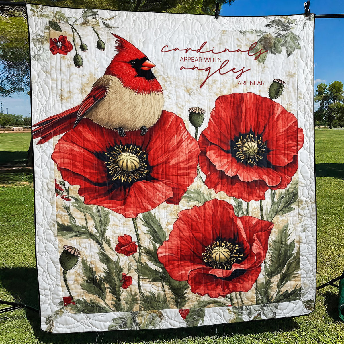 I Cardinali Appaiono Quando gli Angeli Sono Vicini Quilt Artistico da Parete
