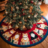 Benedizione del Gatto Copri Base per Albero di Natale Trapuntato