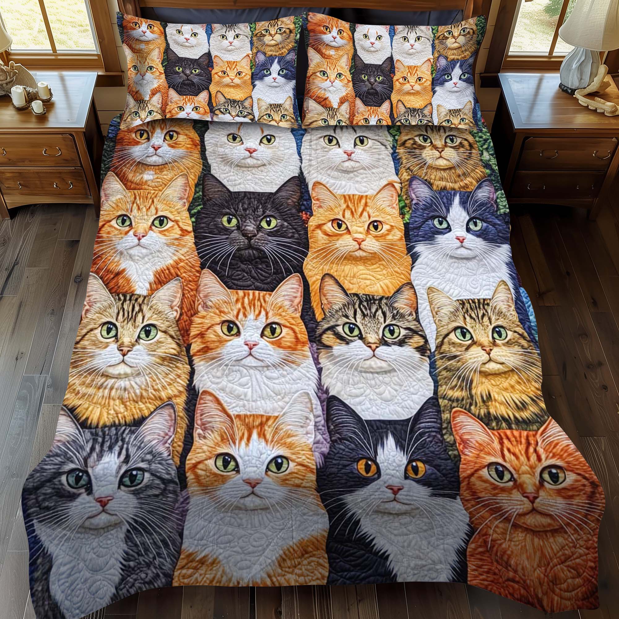Set di Biancheria da Letto Trapuntata 3 Pezzi Gatto di Portraits